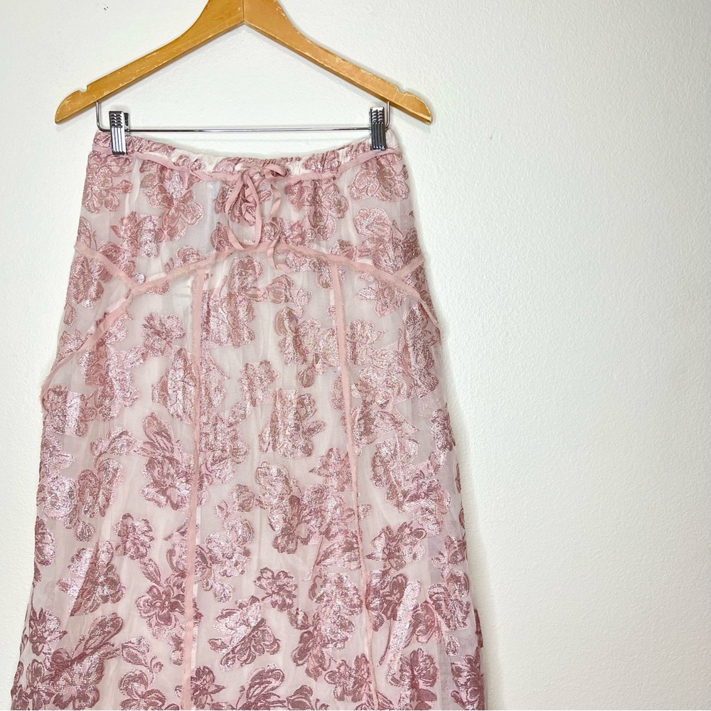 Zara Pink Floral Lace Midi Skirt - Picture 5 of 5
